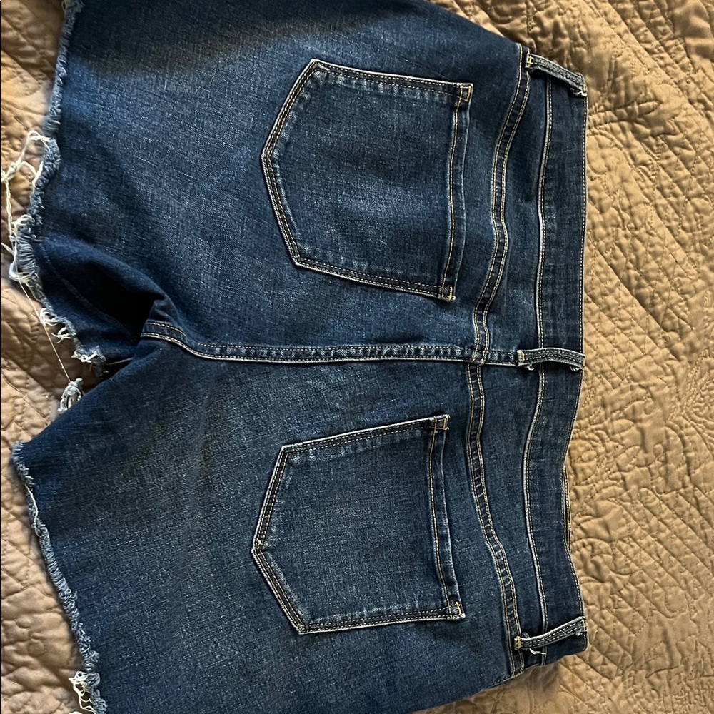 Old Navy Women's Distressed Denim Shorts - Dark Blue - Picture 2 of 4